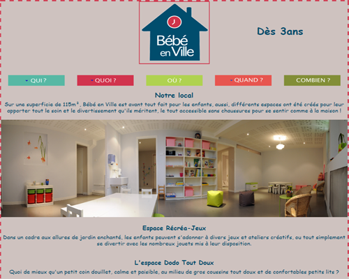 site vitrine de la garderie minute de Perpignan: BébéenVille