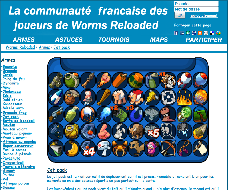 Communauté francaise jouant a worms-reloaded